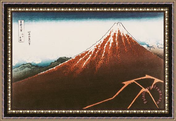 Hokusai Fuji above the Lightning Framed Painting