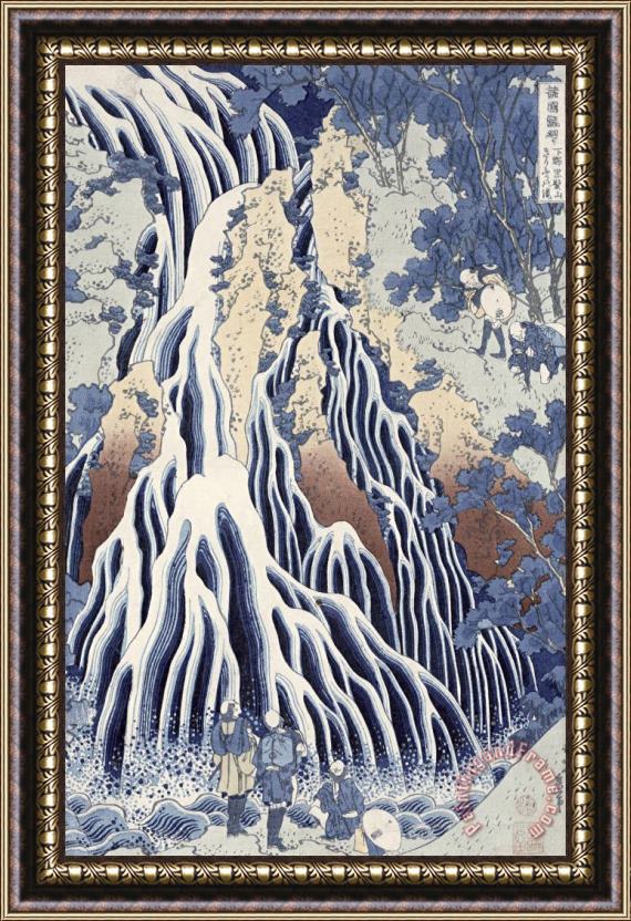 Hokusai Kirifuri Fall on Kurokami Mount Framed Print