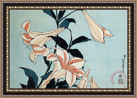 Hokusai Trumpet Lilies Framed Print