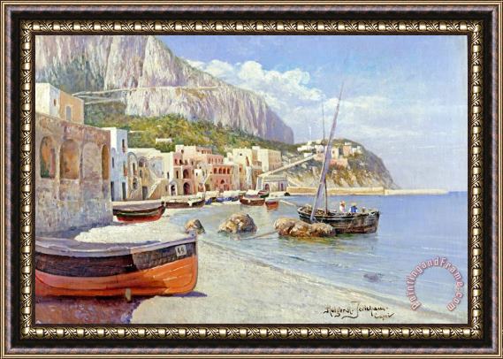 Holger Hvitfeldt Jerichau Marina Grande, Capri Framed Painting