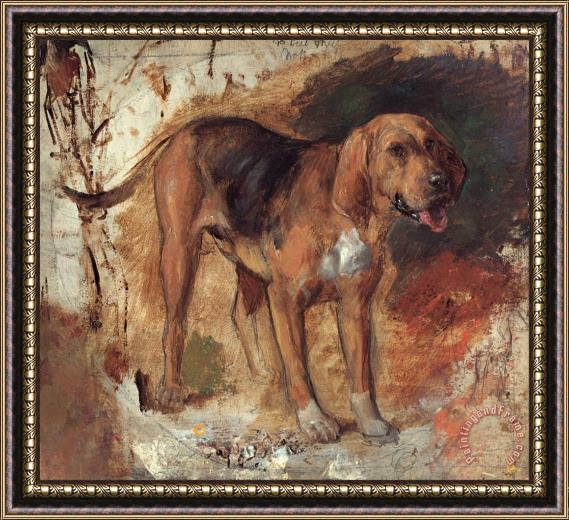 Holman Hunt Study of a Bloodhound Framed Painting