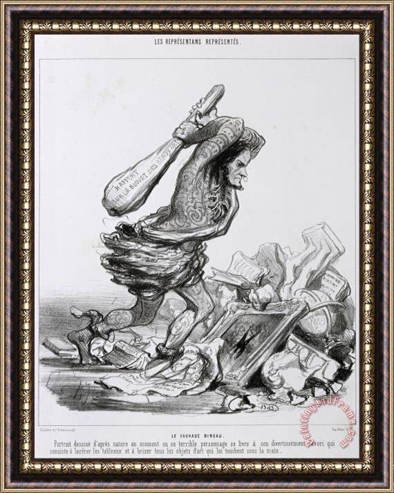 Honore Daumier Le Sauvage Bineau. Framed Painting