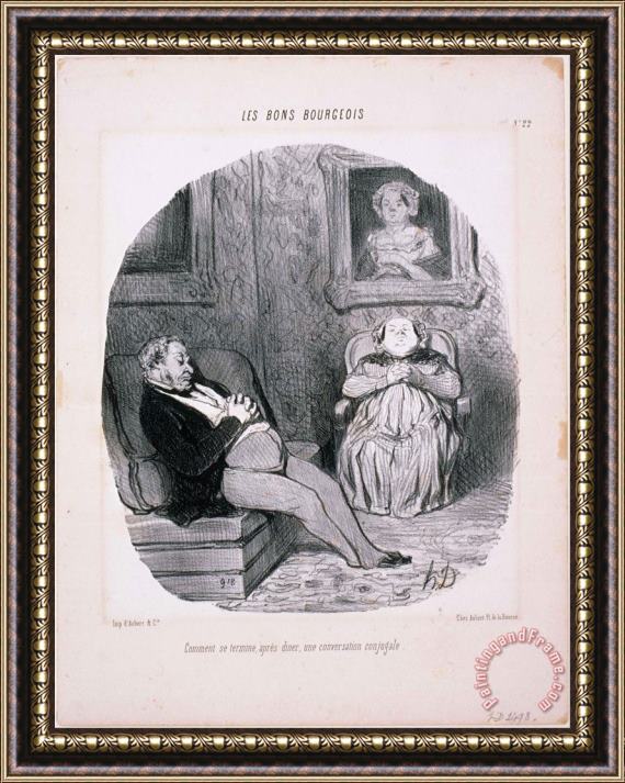 Honore Daumier Les Bons Bourgeois Comment Se Termine...une Conversation Conjugale Framed Print