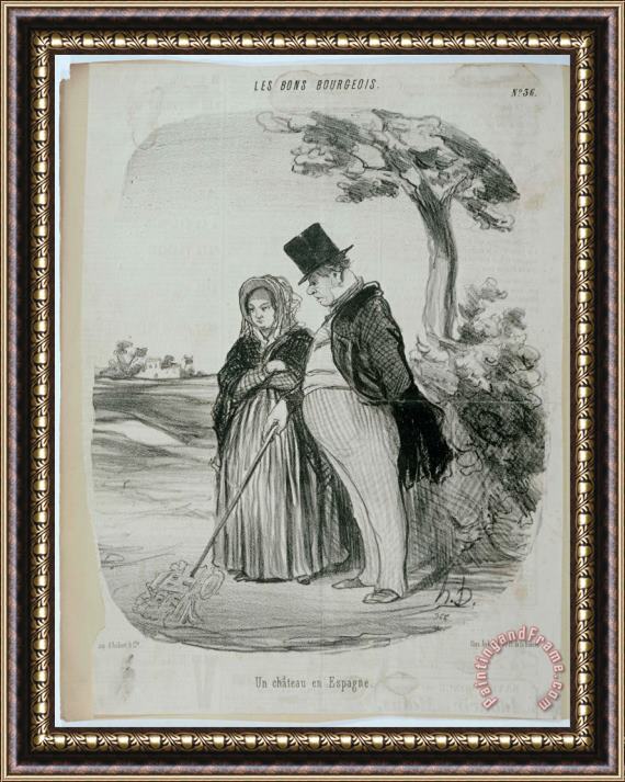 Honore Daumier Les Bons Bourgeois Un Chateau En Espagne Framed Print