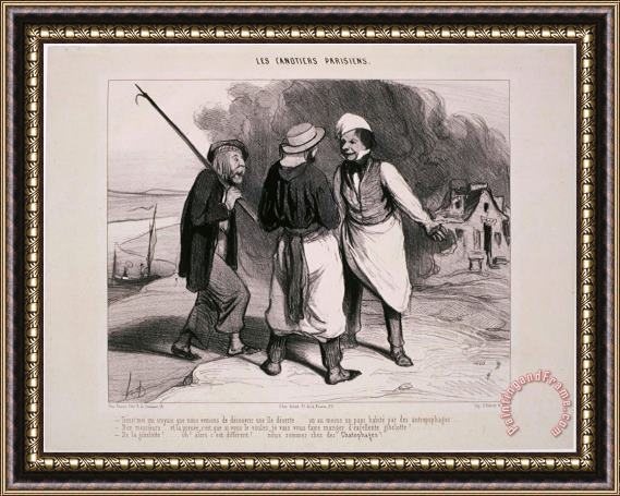 Honore Daumier Les Canotiers Parisiens Tiens! Moi Qui Croyais Que Nous Venions De Decouvrir… Framed Painting