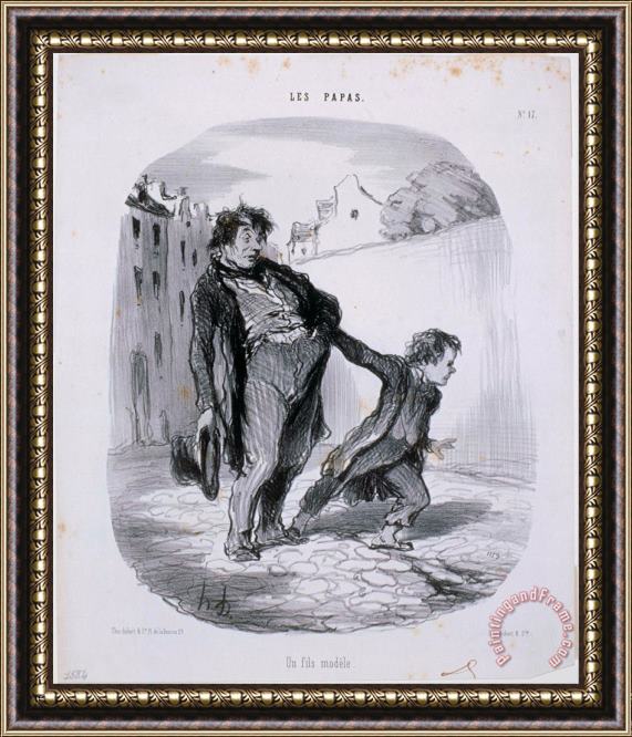 Honore Daumier Les Papas Un Fils Modele Framed Painting