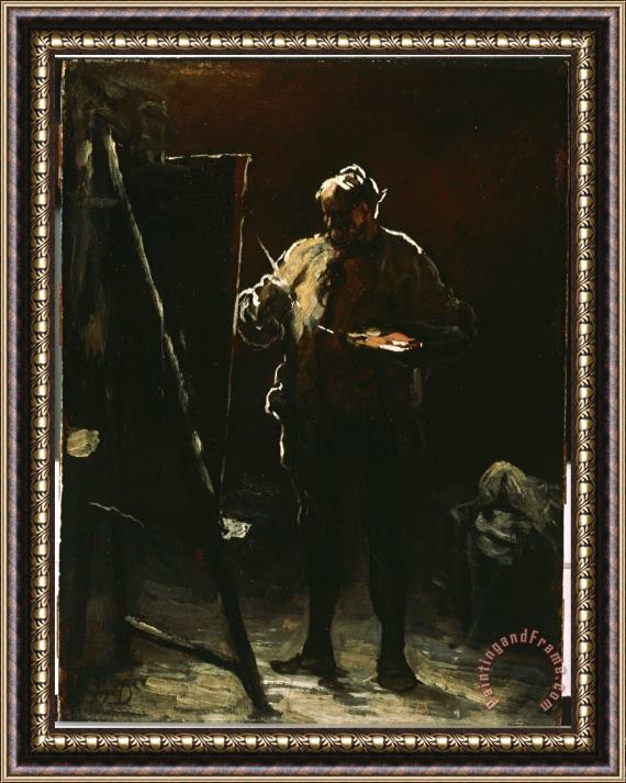 Honore Daumier The Painter at His Easel Framed Painting