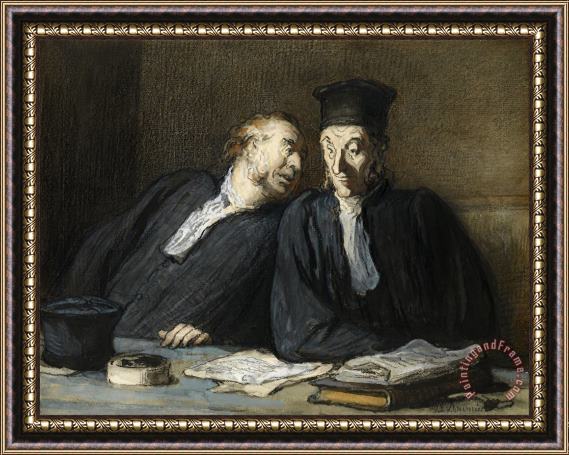 Honore Daumier Two Lawyers Conversing Framed Print