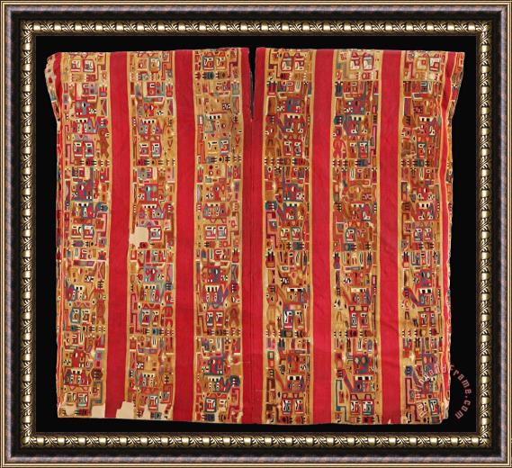 Huari Style Unku with Designs of Stylized Figures Framed Painting