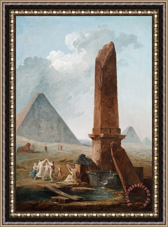 Hubert Robert The Farandole Amidst Egyptian Monuments Framed Painting
