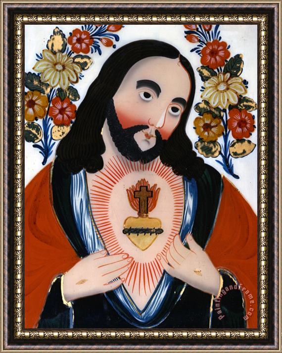 Hungarian School The Sacred Heart Framed Painting