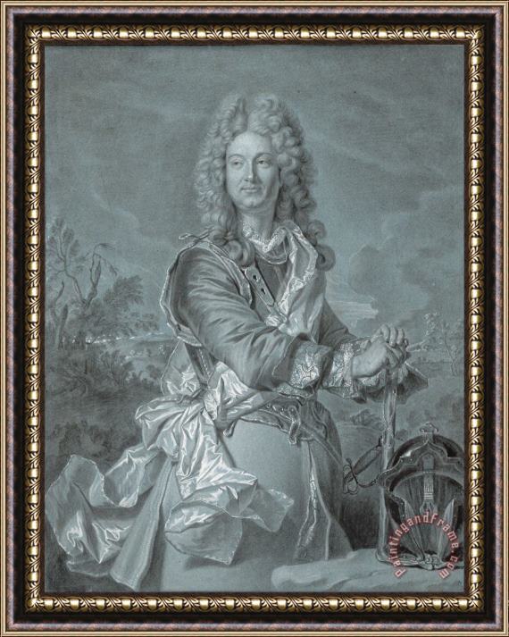 Hyacinthe Rigaud Portrait of a Marshal of France, C. 1740 Framed Painting