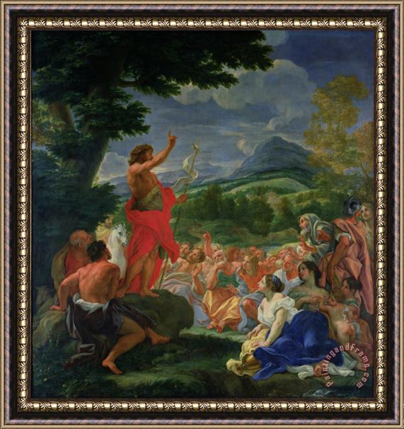 II Baciccio - Giovanni B Gaulli St John the Baptist Preaching Framed Painting