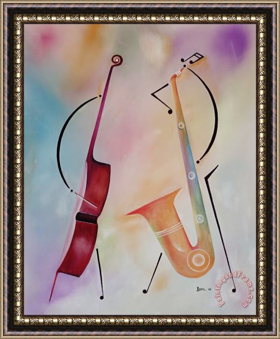 Ikahl Beckford Bass and Sax Framed Painting