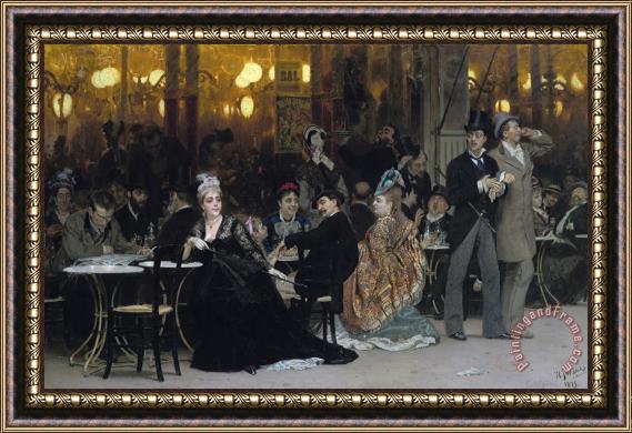Ilya Efimovich Repin A Parisian Cafe Framed Painting