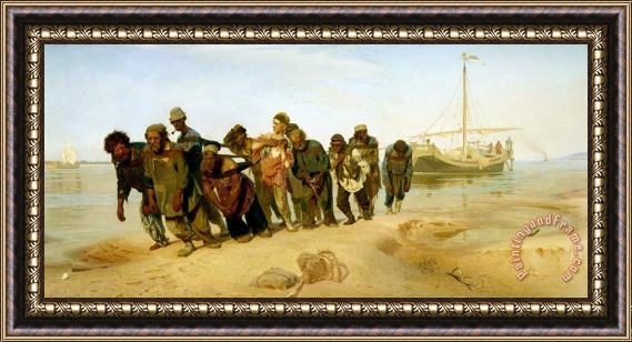 Ilya Efimovich Repin The Boatmen on the Volga Framed Painting