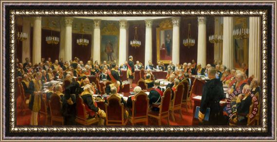 Ilya Repin Ceremonial Sitting of The State Council on 7 May 1901 Marking The Centenary of Its Foundation Framed Print