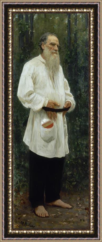 Ilya Repin Leo Tolstoy Barefoot Framed Painting