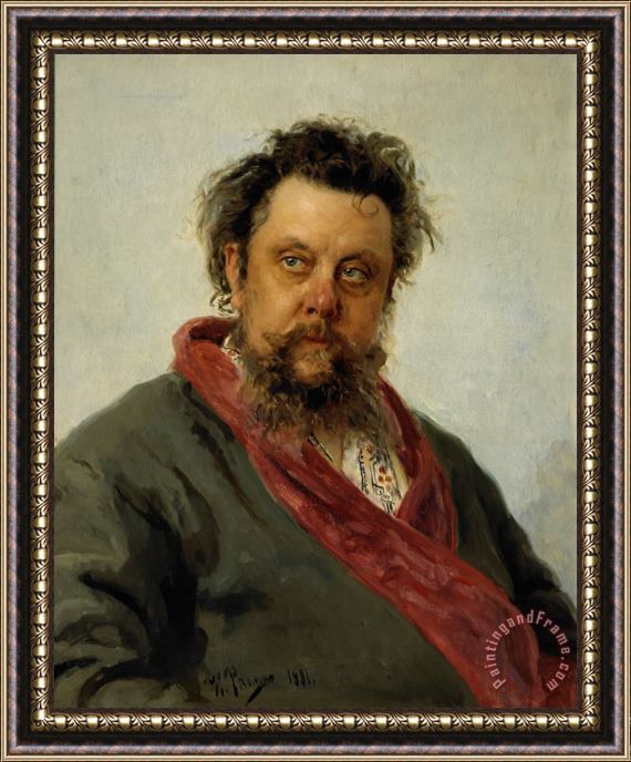 Ilya Repin Portrait of the composer Mussorgsky Framed Print