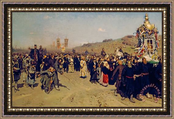 Ilya Repin Religious Procession in Kursk Province Framed Painting