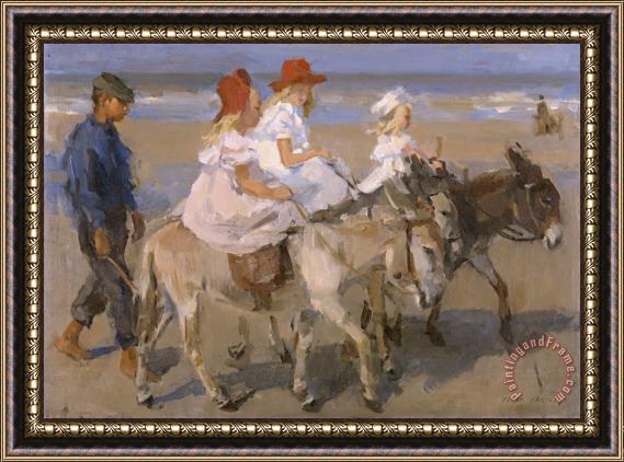 Isaac Israels Donkey Rides on The Beach Framed Print