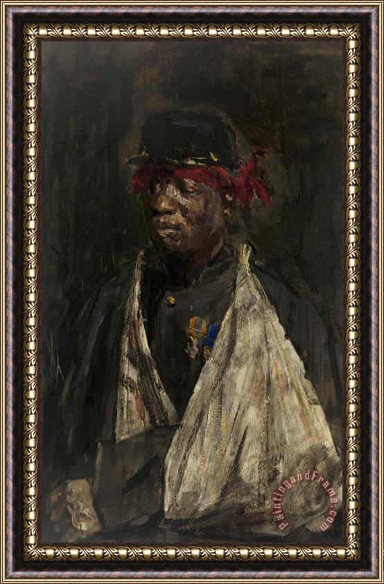 Isaac Israels Portrait of a Wounded Knil Soldier Framed Painting