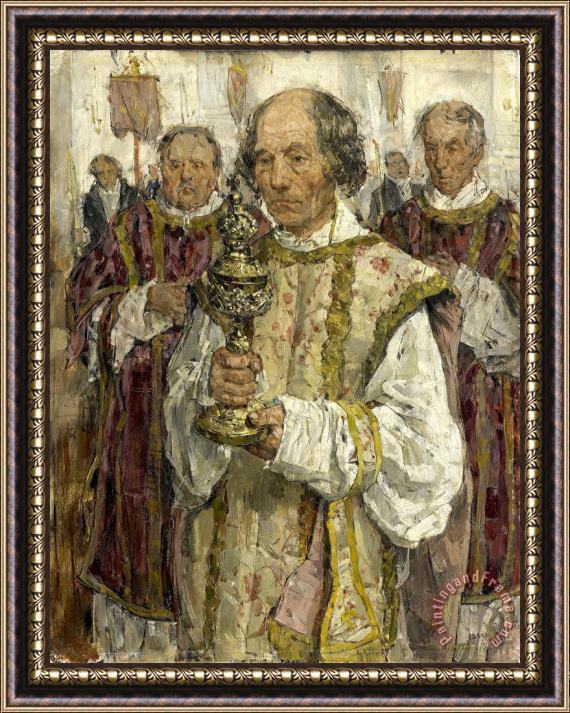 Isaac Israels Procession in The Old Catholic Church in The Hague Framed Painting