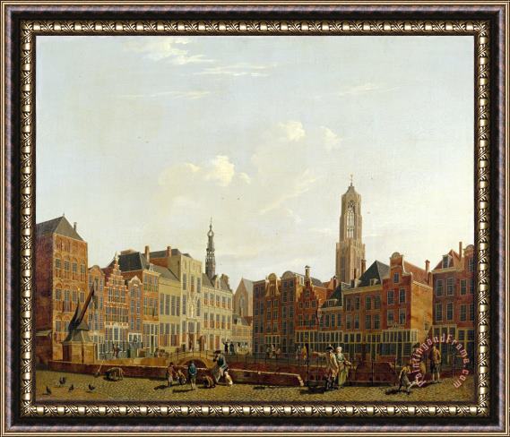 Isaac Ouwater Utrecht Town Hall Bridge with Surroundings Framed Painting