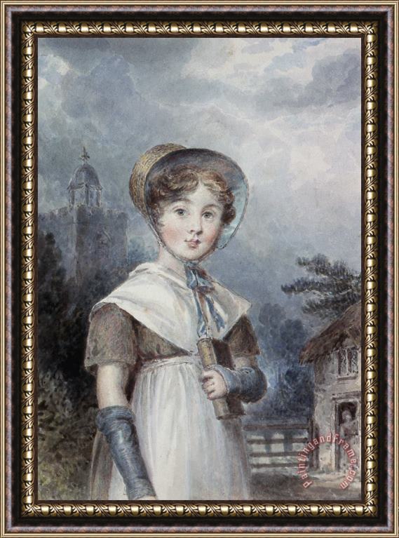 Isaac Pocock Little Girl In A Quaker Costume Framed Painting