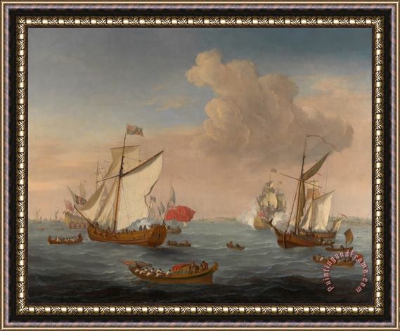Isaac Sailmaker Ships in The Thames Estuary Near Sheerness Framed Painting