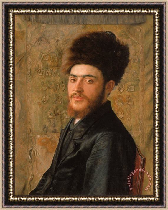 Isidor Kaufmann Man with Fur Hat Framed Painting