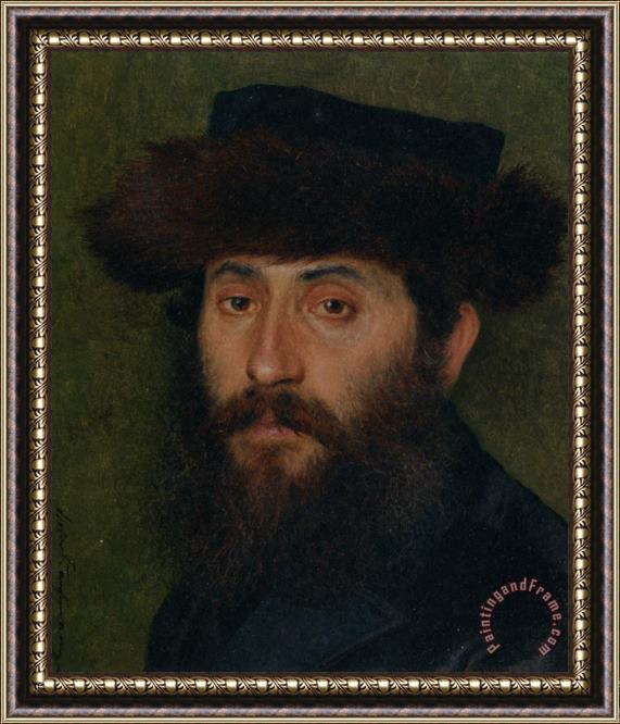 Isidor Kaufmann Portrait of a Man with Streimel Framed Print