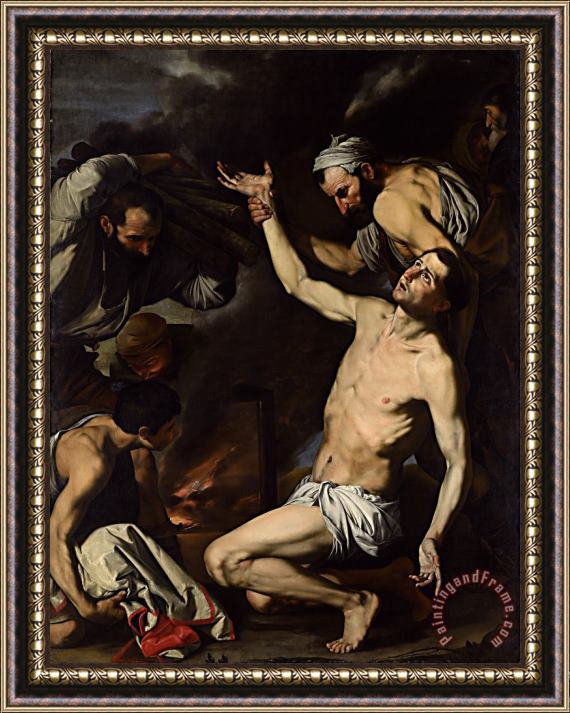 Italian Martyrdom of St Lawrence Framed Painting