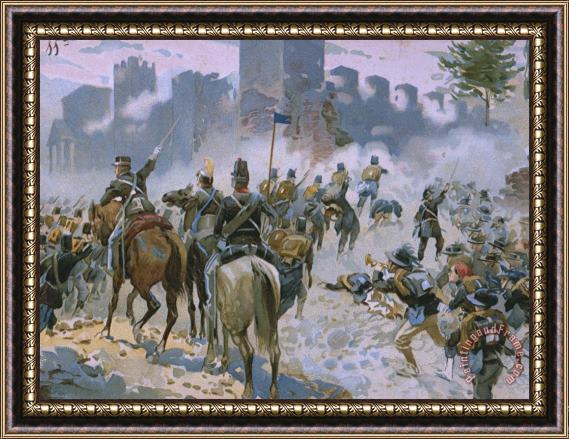 Italian School Battle of Solferino and San Martino Framed Painting