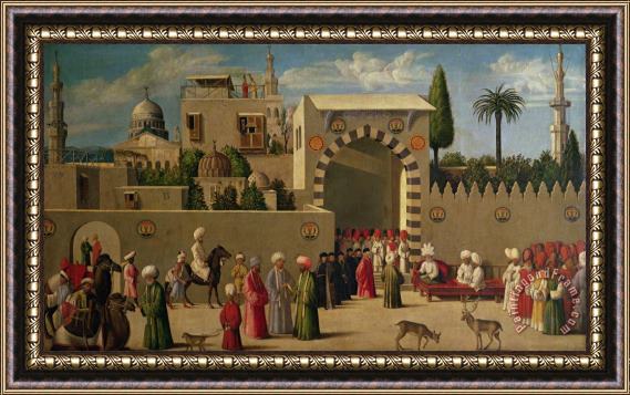 Italian School The Reception of Domenico Trevisani in Cairo Framed Painting