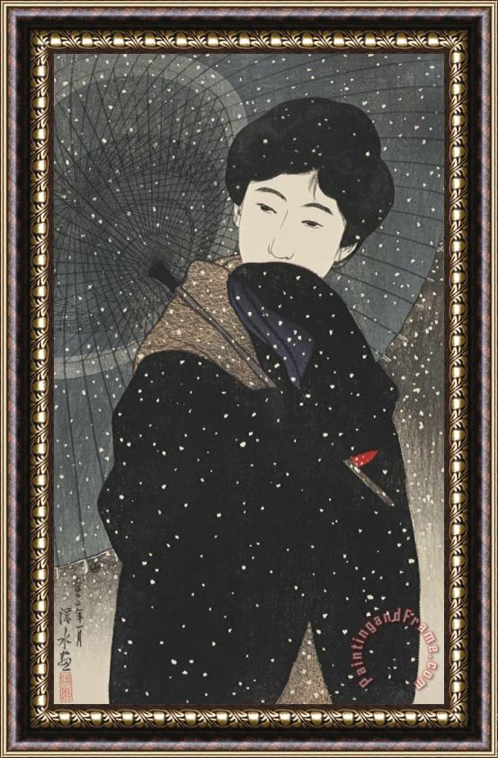 Ito Shinsui Snowy Night (yoru No Yuki), From The Series Twelve Forms of New Beauty Framed Painting