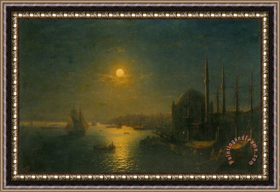 Ivan Constantinovich Aivazovsky A Moonlit View of The Bosphorus Framed Painting