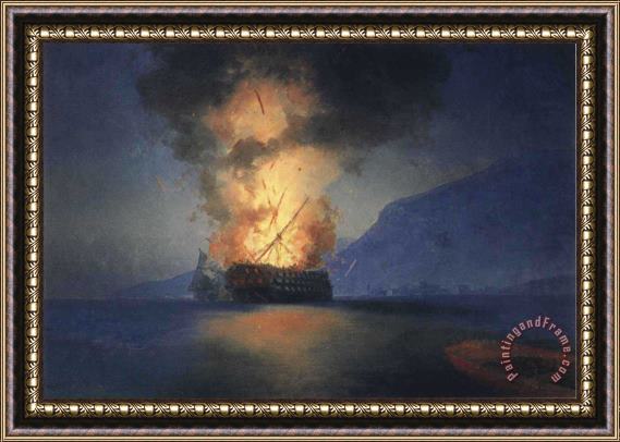 Ivan Constantinovich Aivazovsky Exploding Ship Framed Print