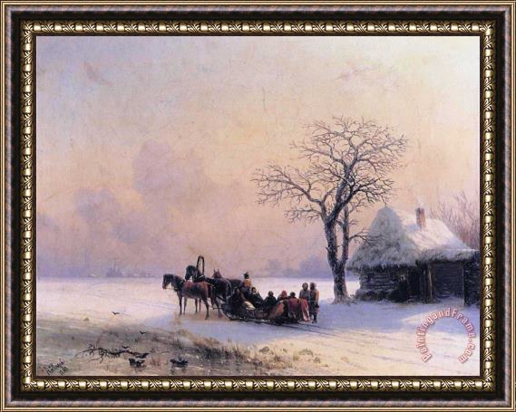 Ivan Constantinovich Aivazovsky Winter Scene in Little Russia Framed Painting