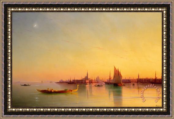 Ivan Konstantinovich Aivazovsky Venice from the Lagoon at Sunset Framed Painting