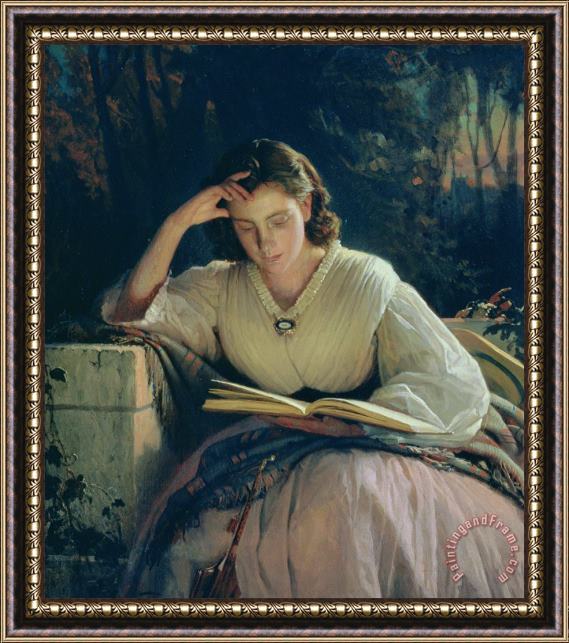 Ivan Nikolaevich Kramskoy Reading Framed Painting