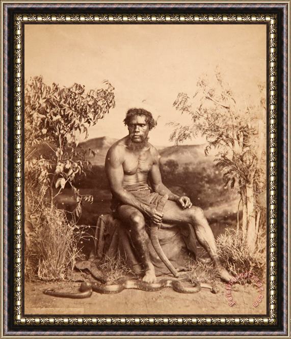 J W. Lindt Portrait of an Aboriginal Man Framed Painting