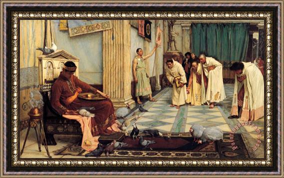 J. W. Waterhouse The Favourites of The Emperor Honorius Framed Painting