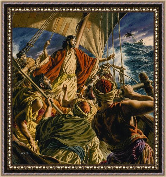 Jack Hayes Christ on the Sea of Galilee Framed Painting
