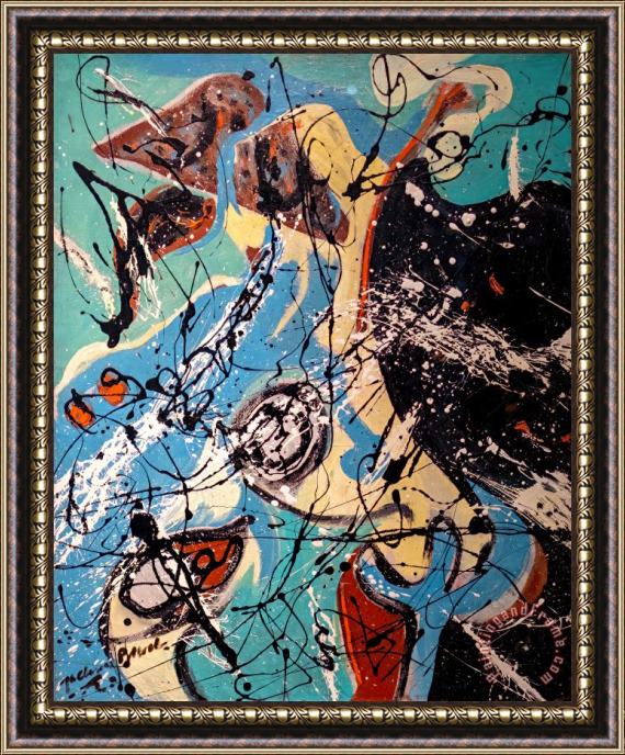 Jackson Pollock Composition Framed Painting
