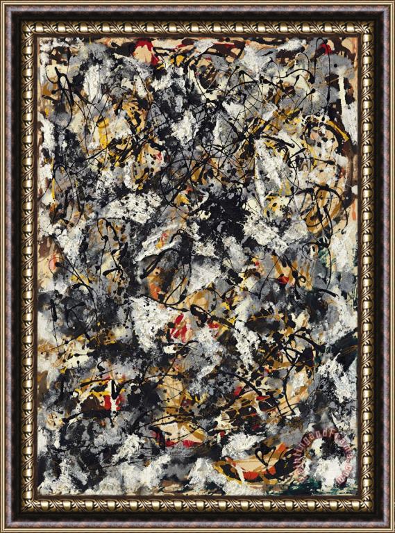Jackson Pollock Composition with Red Strokes, 1950 Framed Painting