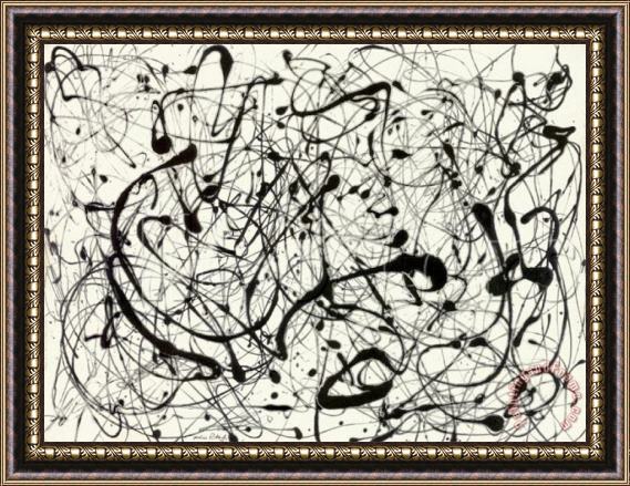 Jackson Pollock Number 14 Gray Framed Painting