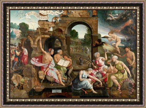 Jacob Cornelisz. van Oostsanen Saul And The Witch of Endor Framed Painting