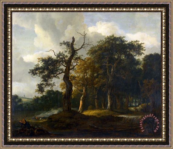 Jacob Isaacksz. van Ruisdael A Road Through an Oak Wood Framed Painting