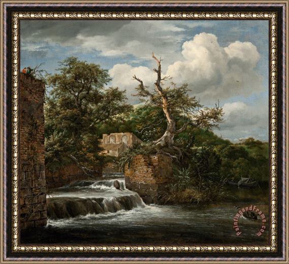 Jacob Isaacksz. van Ruisdael Landscape with a Mill Run And Ruins Framed Painting